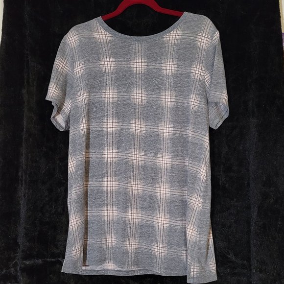 Torrid Classic Fit Tee - Plaid Gray & Peach Size 2 - Picture 3 of 5